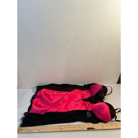 Linea Donatella sexy gown medium hot pink black lace rn#64211 - Picture 6 of 6